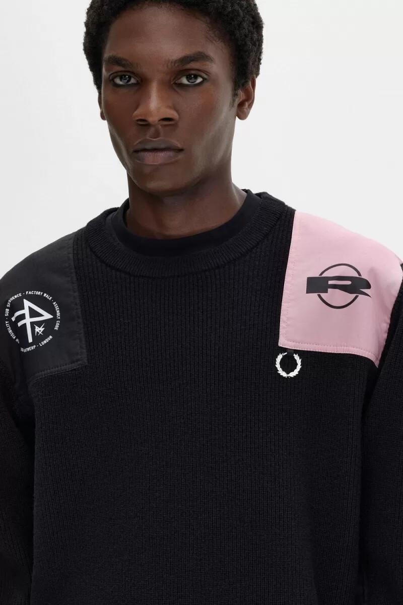jersey negro estampado para hombre de fred perry