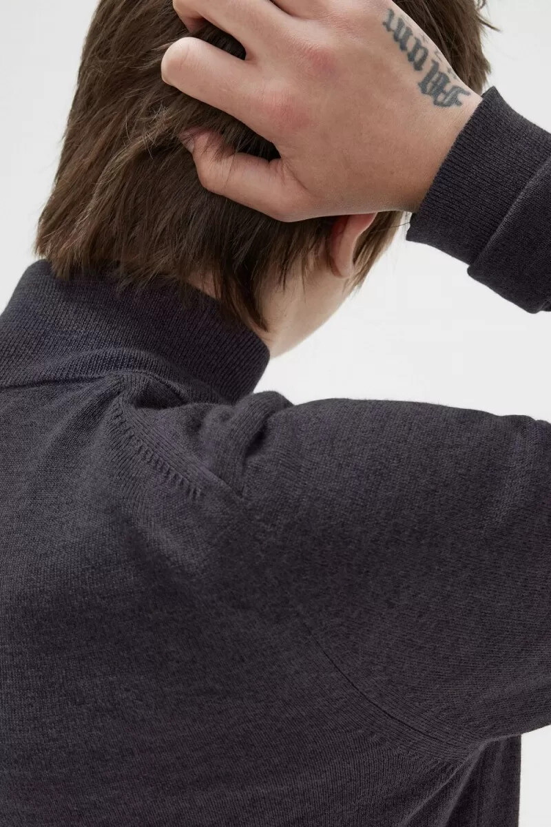 jersey clásico fred perry con media cremallera para hombre gris oscuro jaspeado