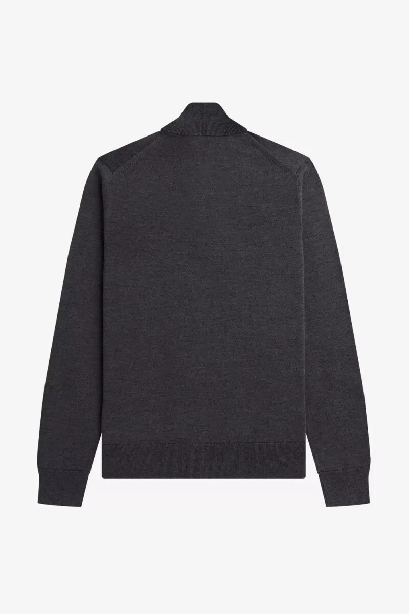 jersey clásico fred perry con media cremallera para hombre gris oscuro jaspeado