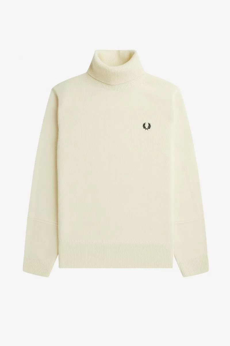 jersey de punto con cuello alto fred perry para hombre en beige