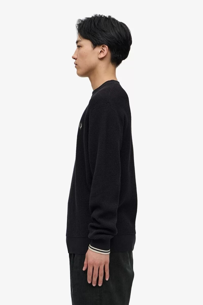 jersey fred perry con punto gofre para hombre color negro