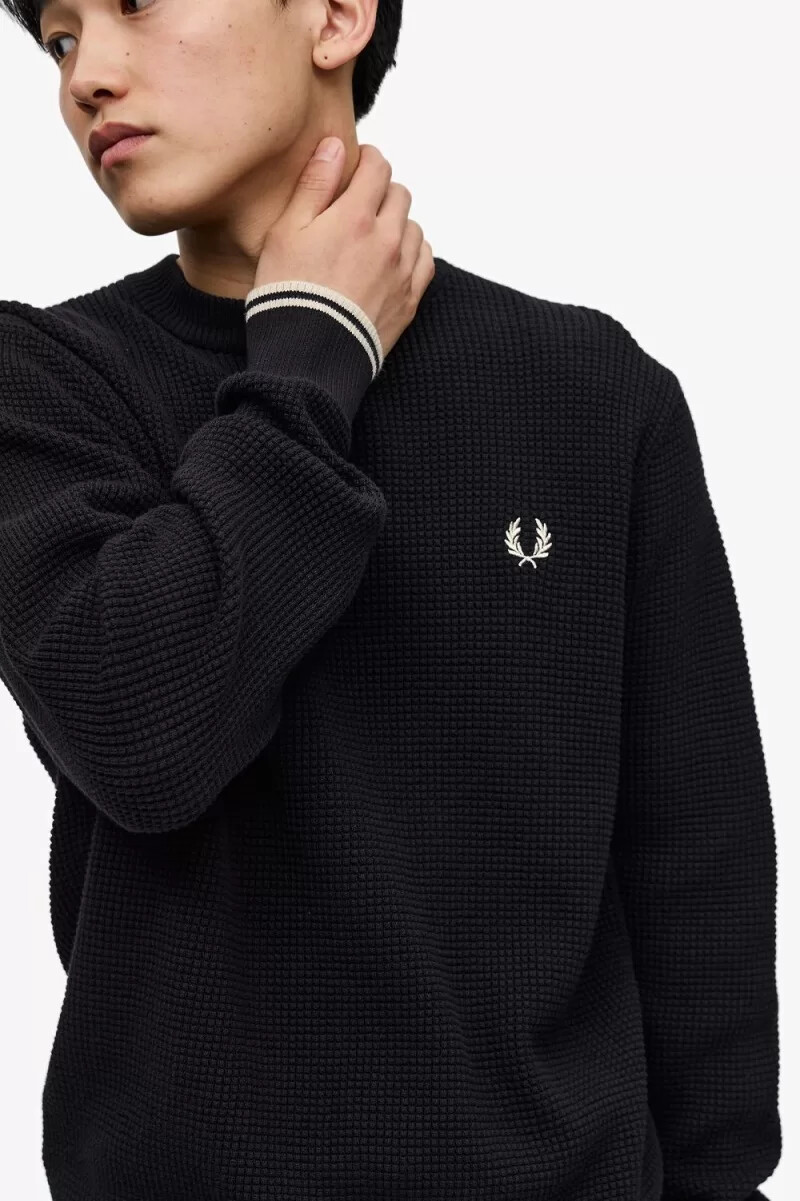 jersey fred perry con punto gofre para hombre color negro