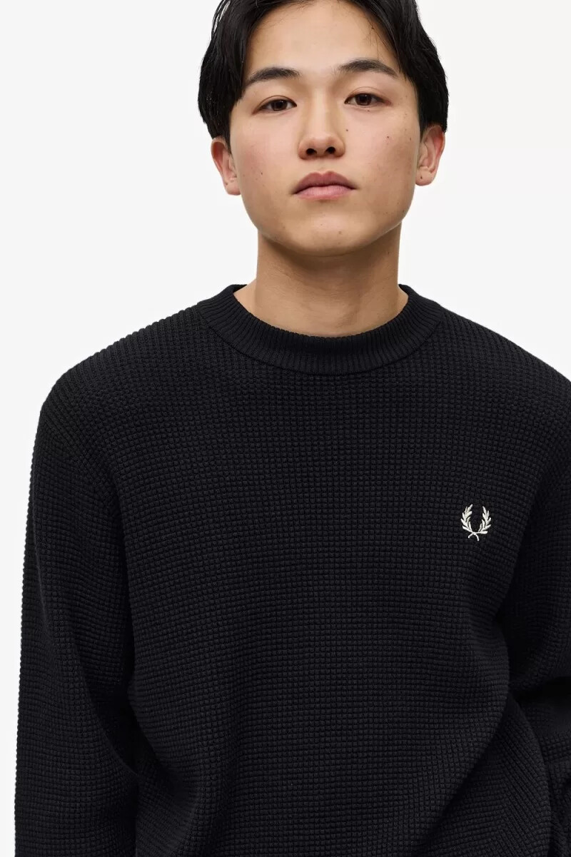 jersey fred perry con punto gofre para hombre color negro