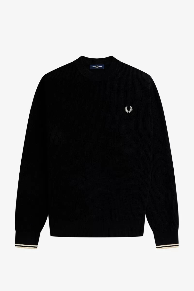 jersey fred perry con punto gofre para hombre color negro