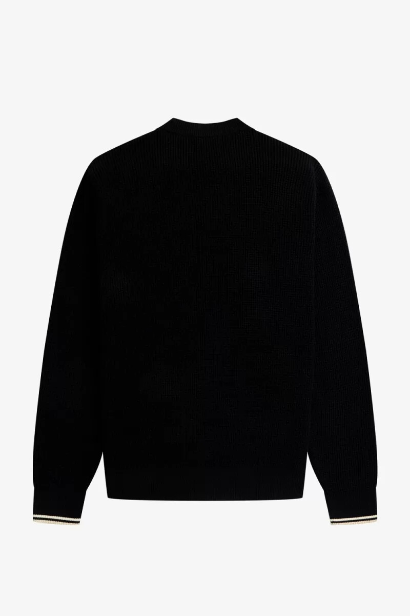 jersey fred perry con punto gofre para hombre color negro
