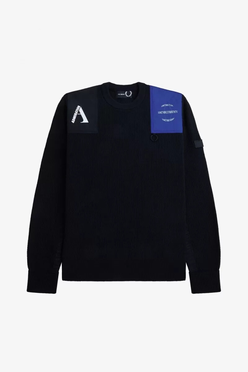 jersey fred perry con detalle de parche para hombre color negro