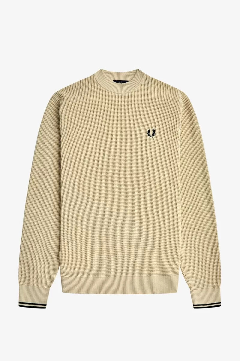 jersey fred perry con punto gofre para hombre en color avena