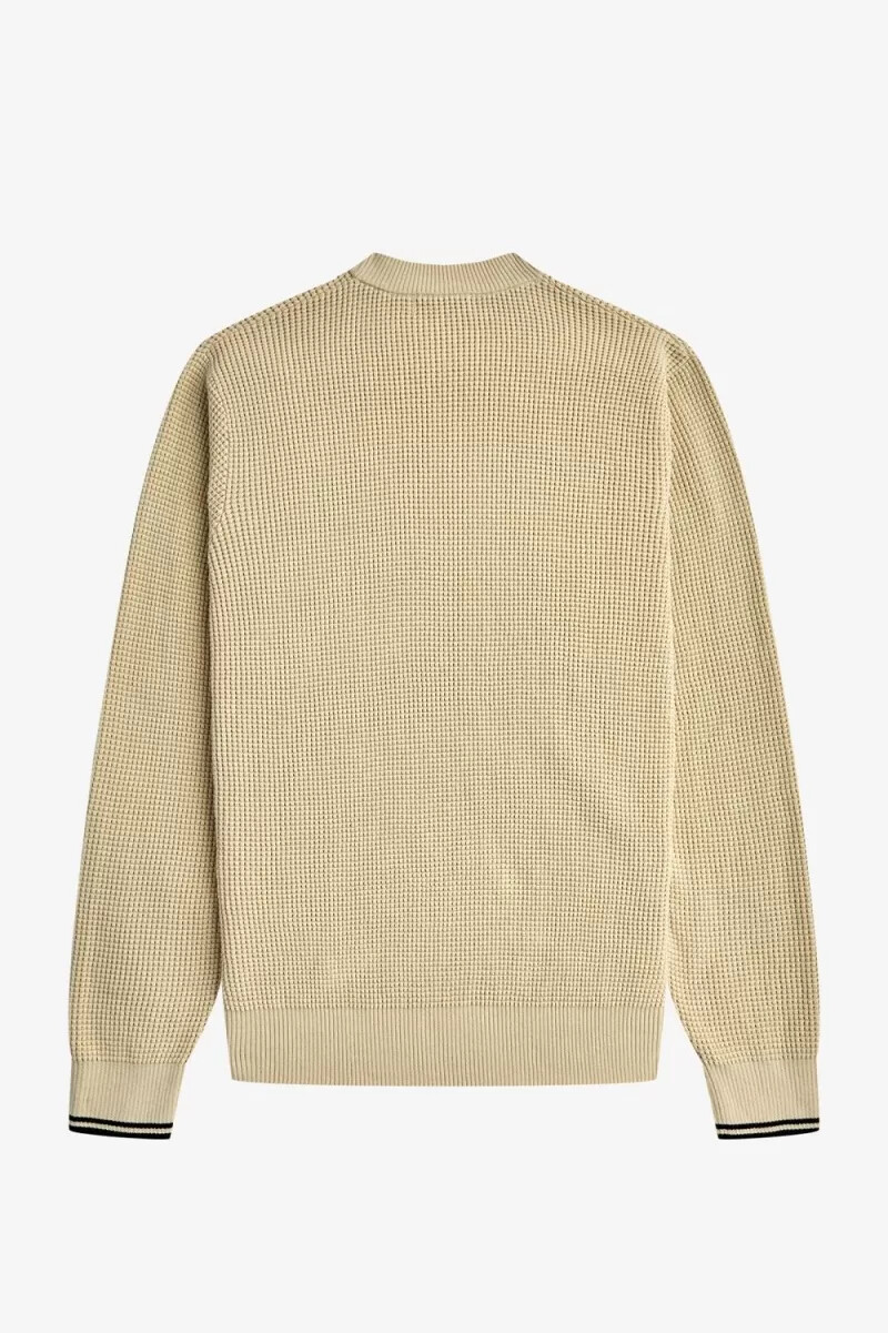 jersey fred perry con punto gofre para hombre en color avena