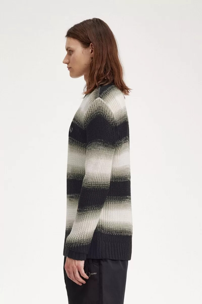 jersey de punto abierto a rayas fred perry para hombre color negro
