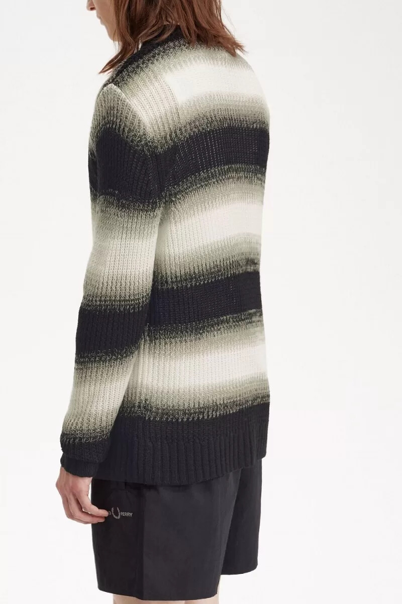 jersey de punto abierto a rayas fred perry para hombre color negro