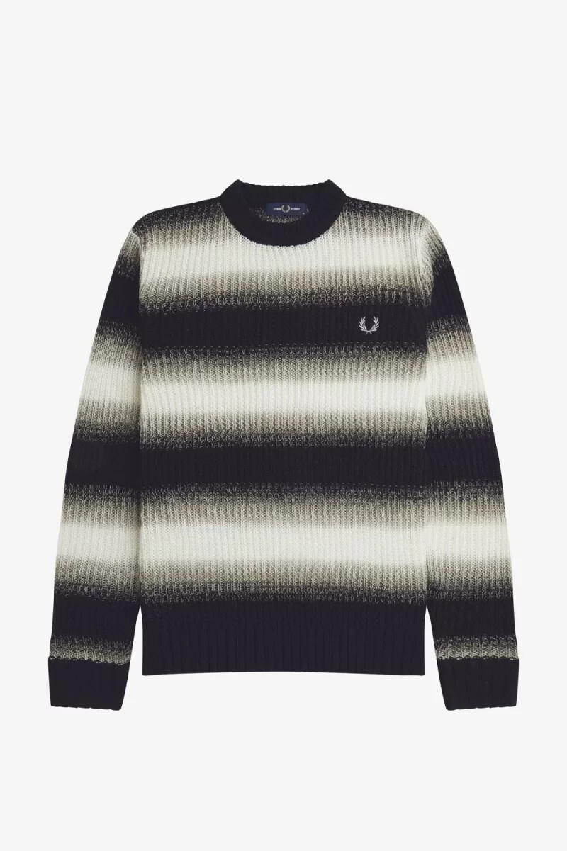 jersey de punto abierto a rayas fred perry para hombre color negro