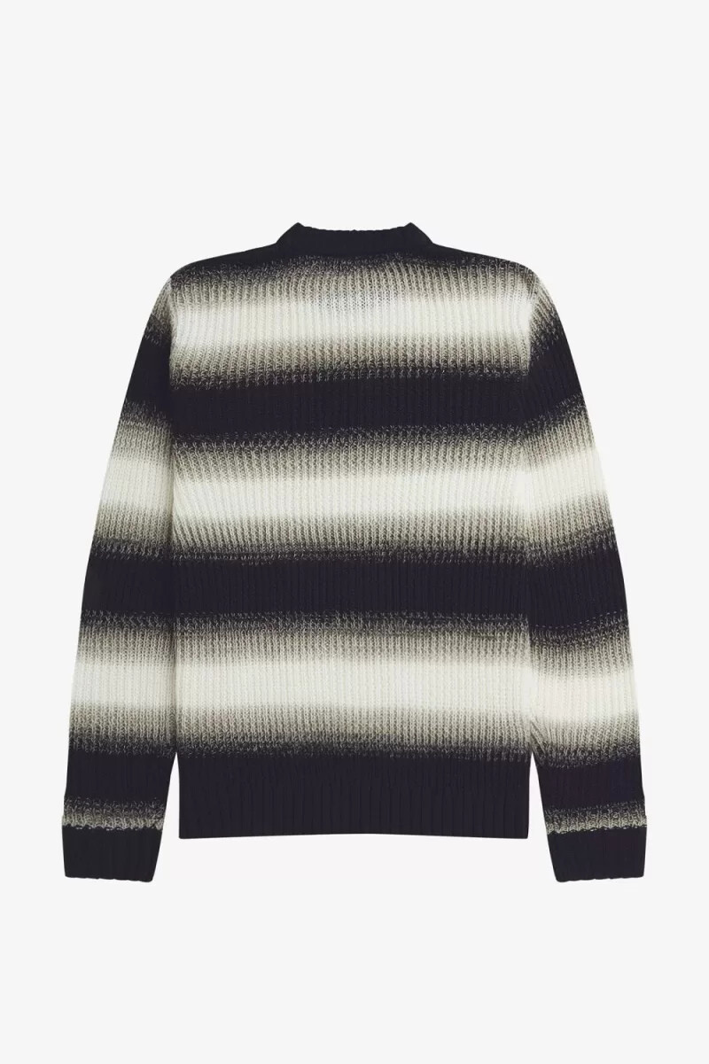 jersey de punto abierto a rayas fred perry para hombre color negro