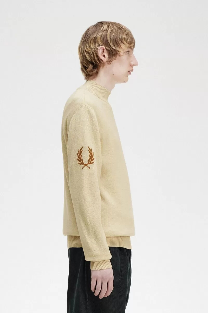 jersey fred perry laurel wreath de cuello alto para hombre color avena