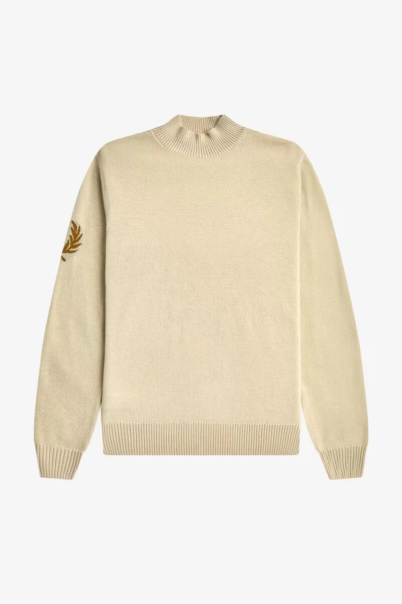 jersey fred perry laurel wreath de cuello alto para hombre color avena
