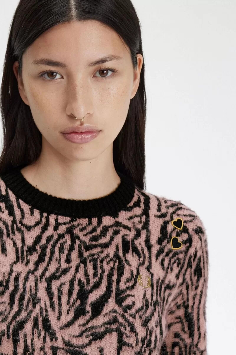 jersey fred perry zebra para mujer en rosa empolvado