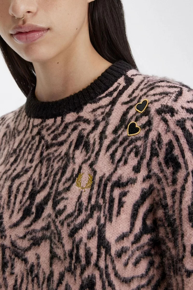 jersey fred perry zebra para mujer en rosa empolvado