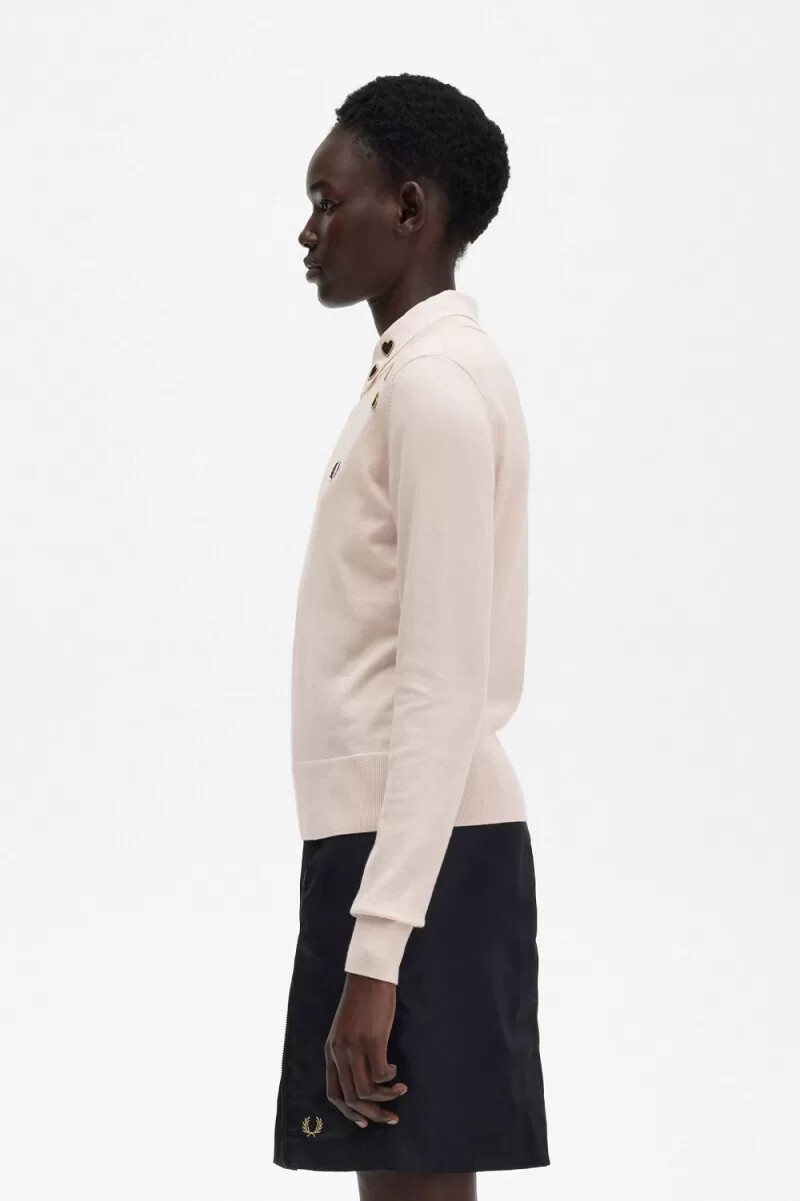 jersey bordado fred perry para mujer en rosa lechoso