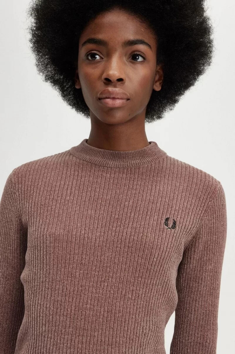 jersey fred perry chenille rib para mujer rosa oscuro