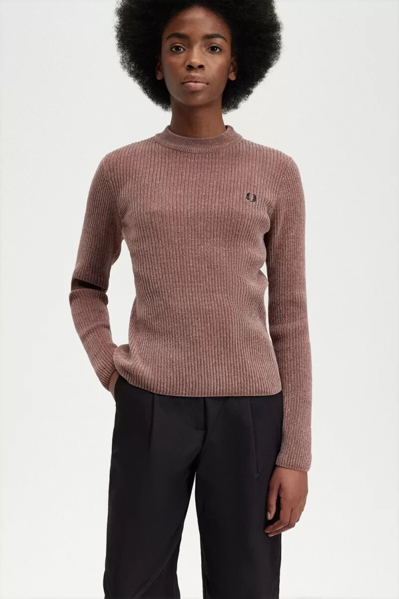 jersey fred perry chenille rib para mujer rosa oscuro
