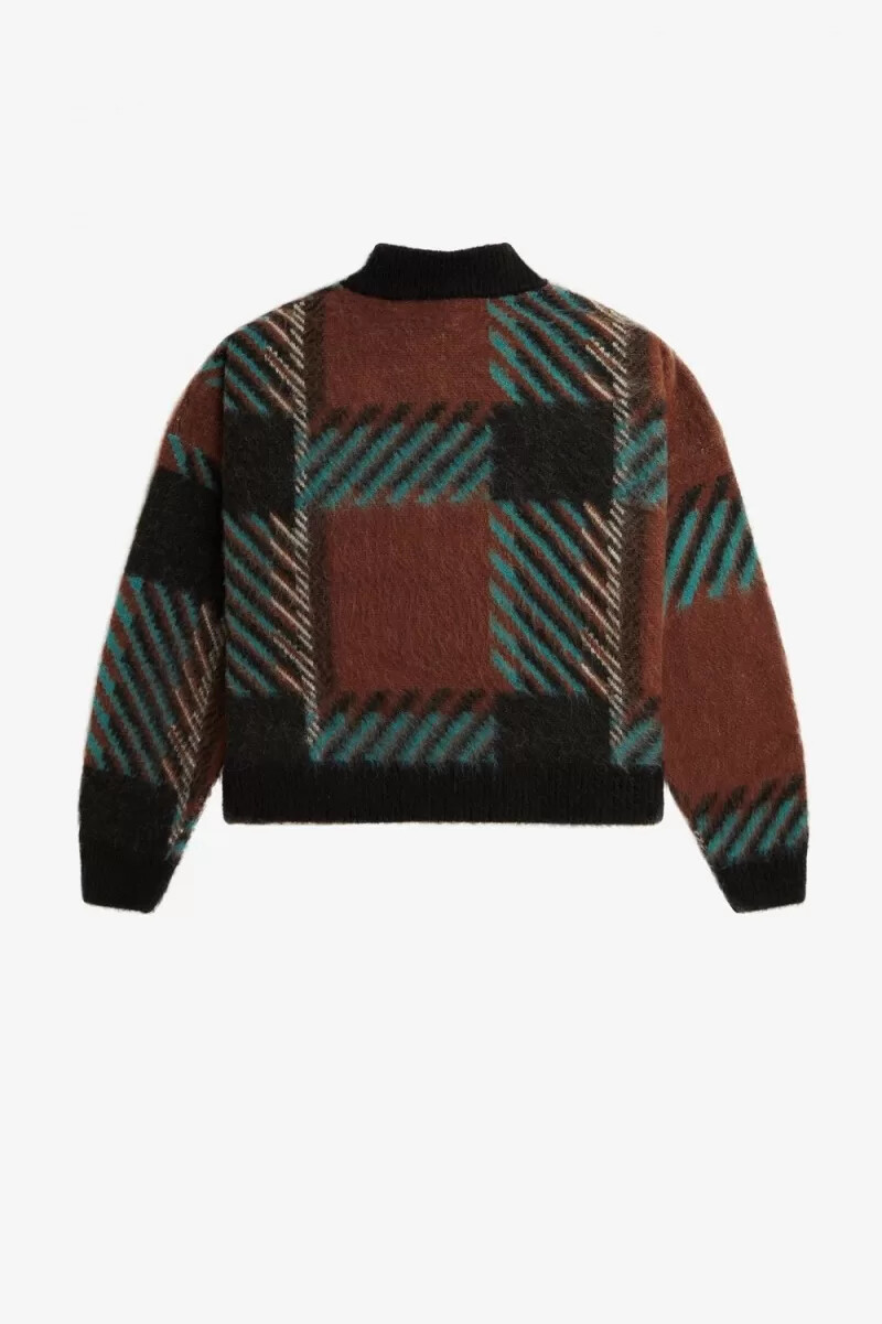 jersey fred perry glitch tartan para mujer color marrón whisky