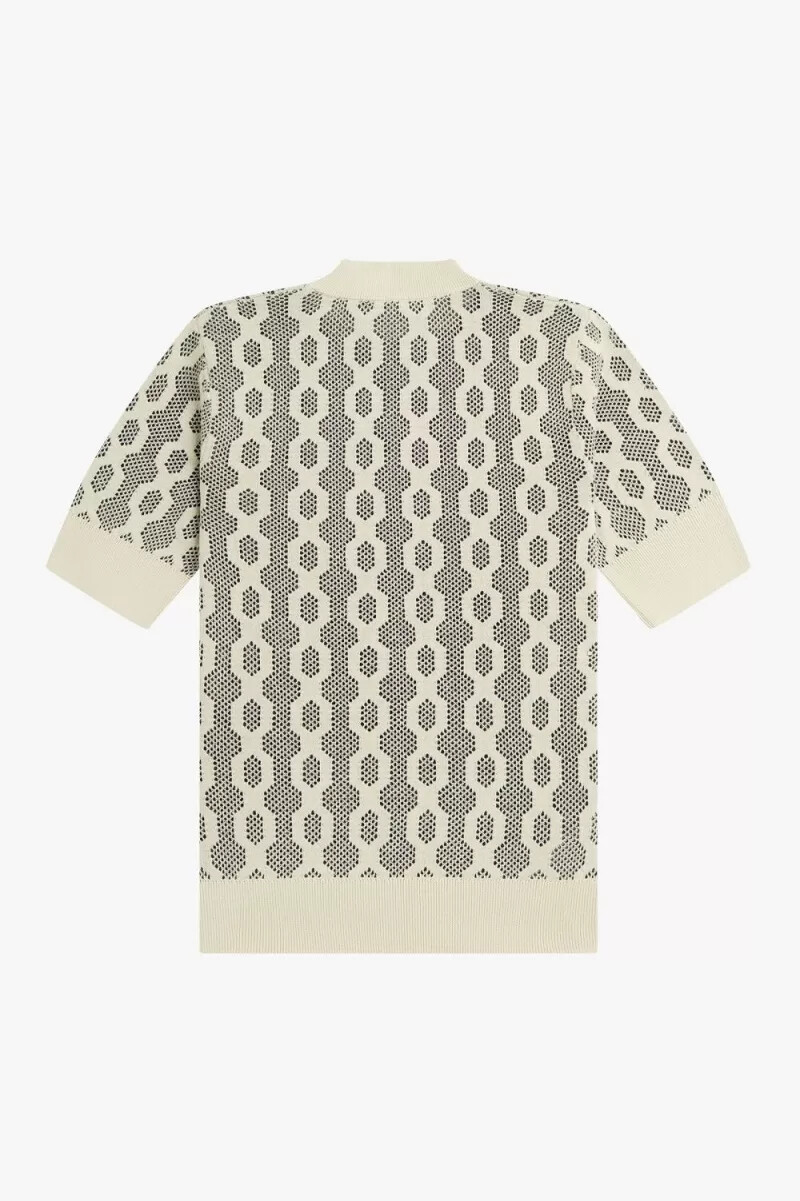 jersey fred perry de manga corta de punto abierto para mujer en color avena