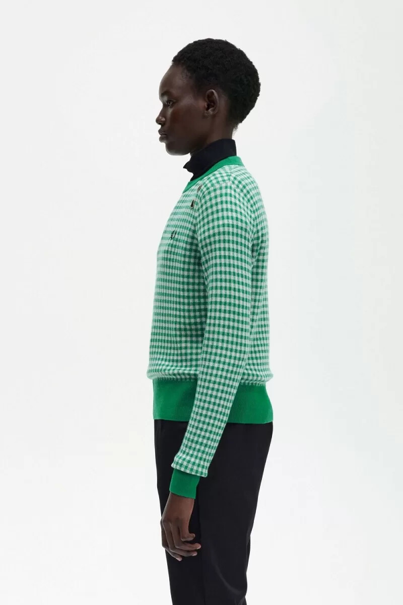 jersey fred perry gingham para mujer verde