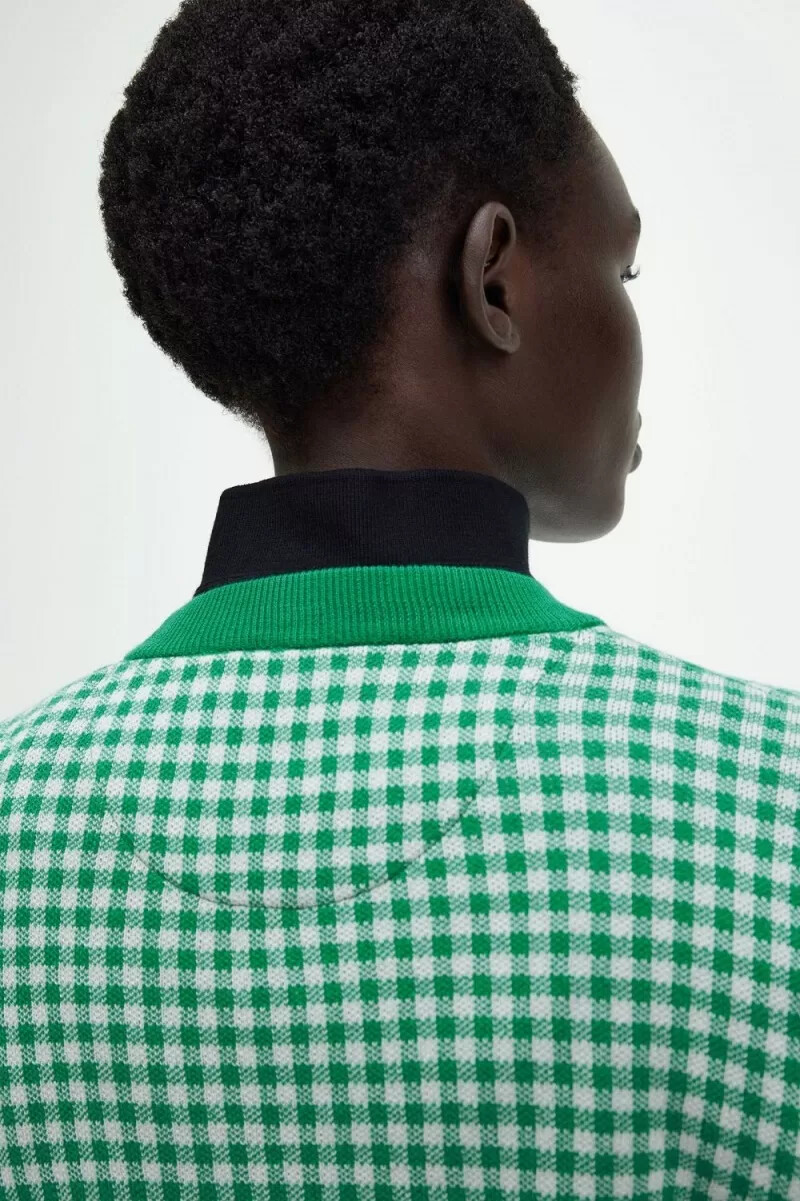 jersey fred perry gingham para mujer verde