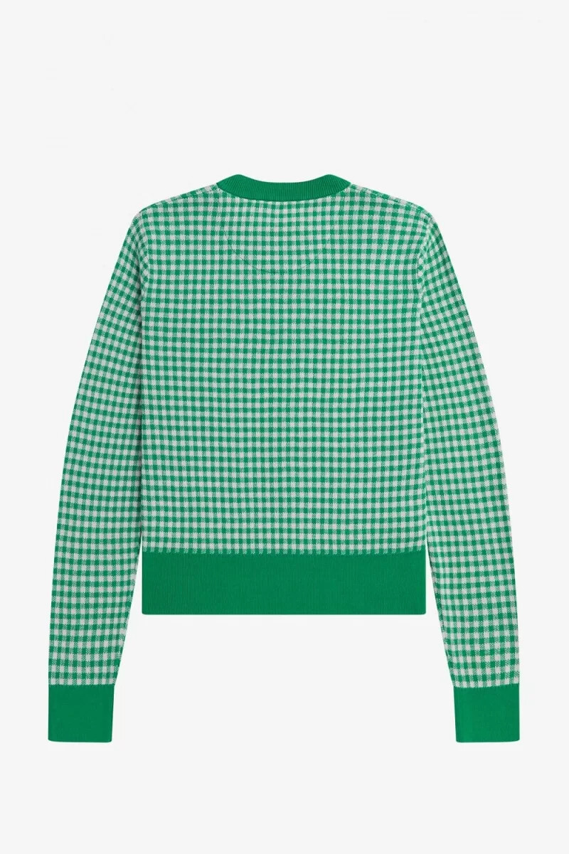 jersey fred perry gingham para mujer verde