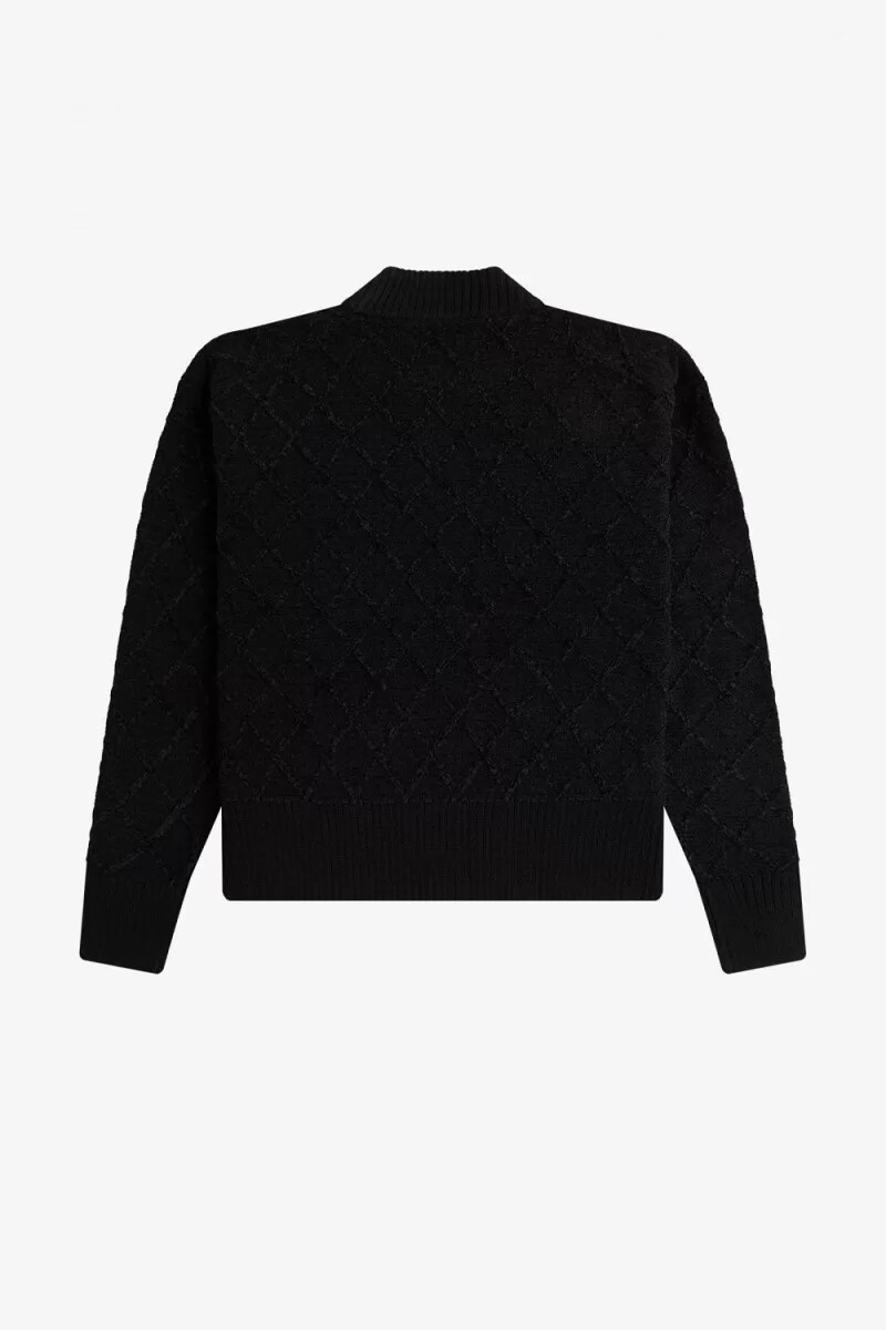 jersey fred perry chenille grid para mujer color negro