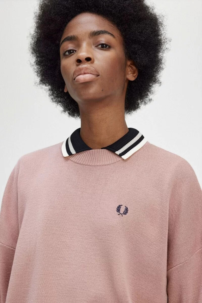 jersey fred perry colour block para mujer en rosa empolvado
