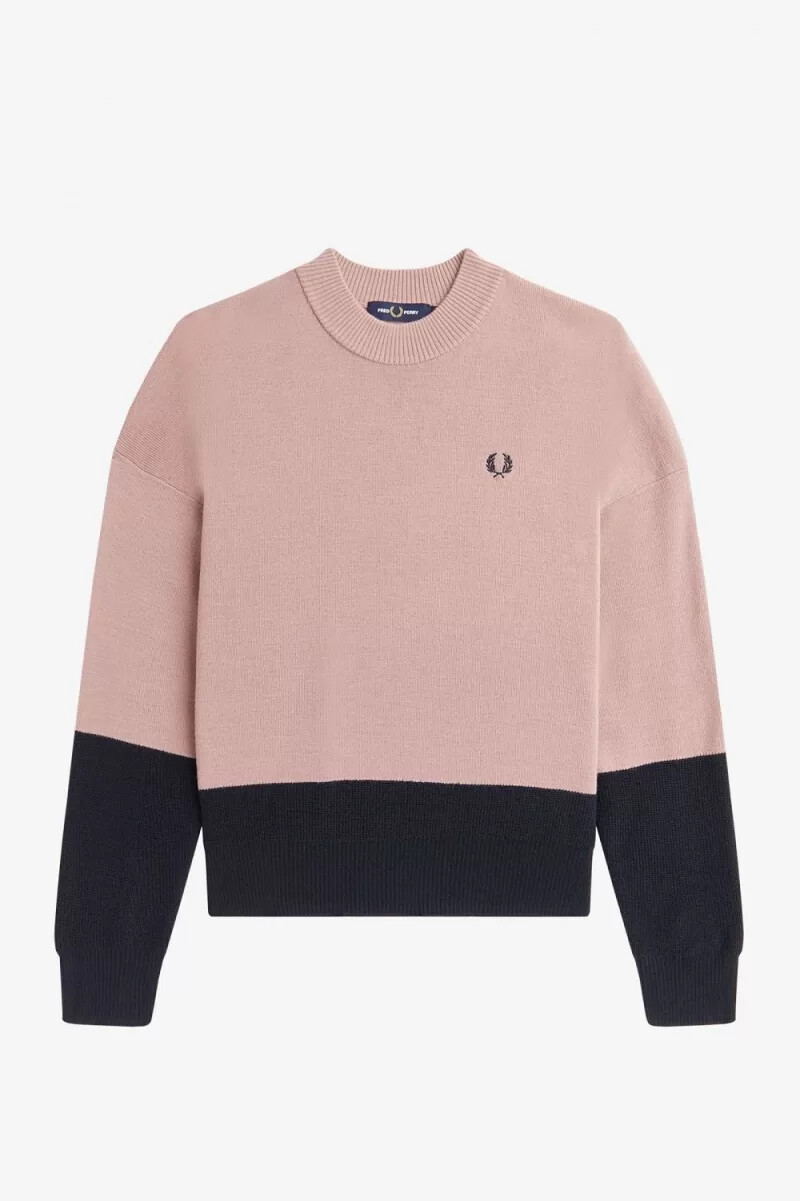 jersey fred perry colour block para mujer en rosa empolvado