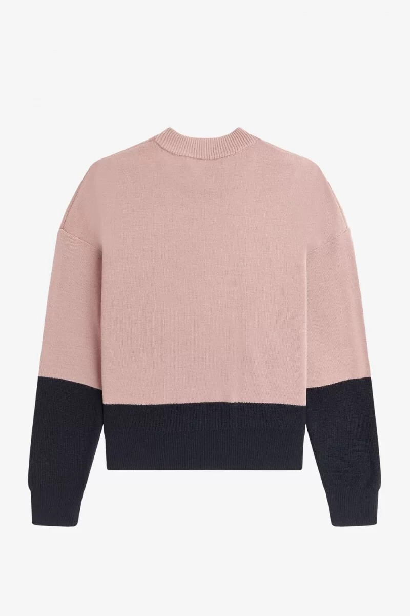 jersey fred perry colour block para mujer en rosa empolvado