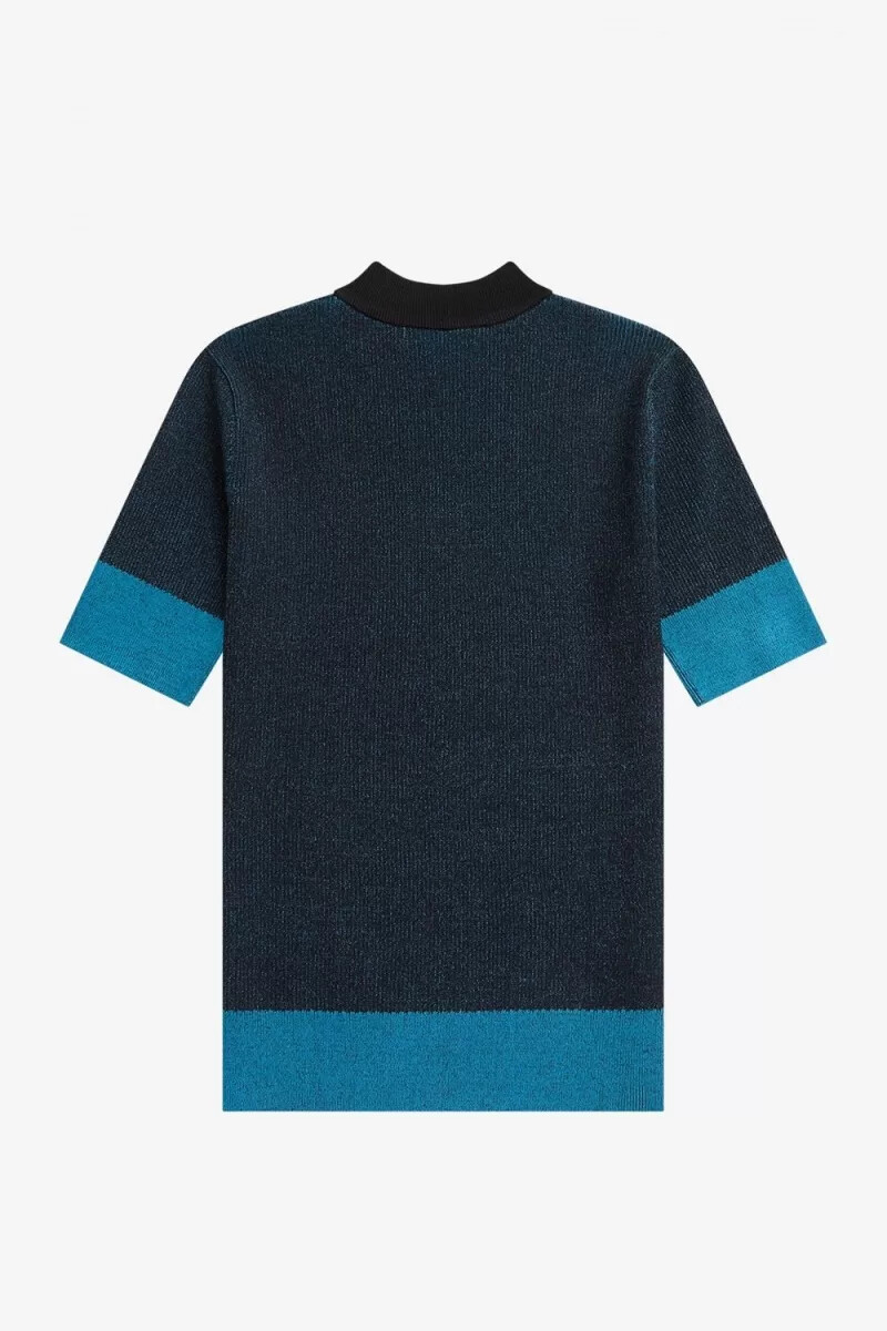 jersey fred perry de manga corta con canalé en contraste para mujer color negro