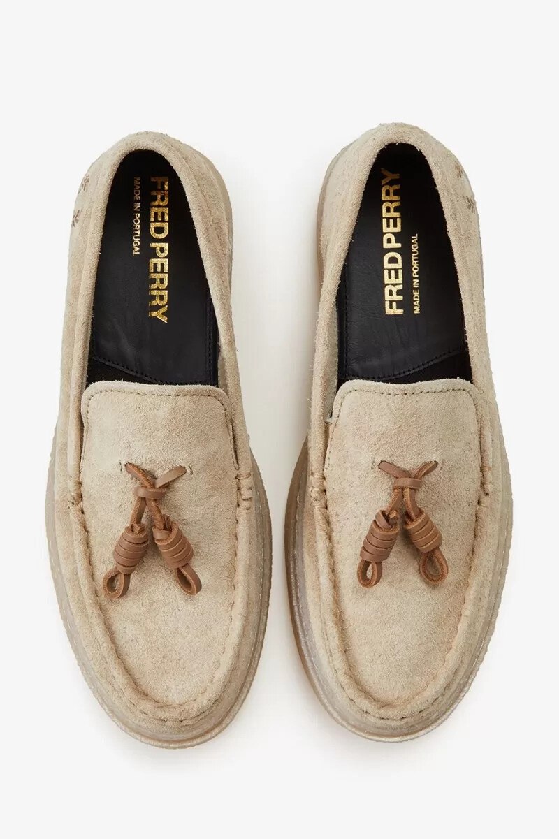 mocasines fred perry dawson con borlas para hombre en color avena