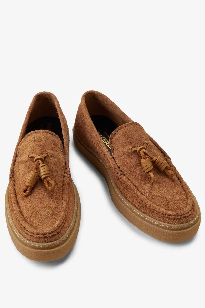 mocasines fred perry dawson con borlas para hombre color café oscuro
