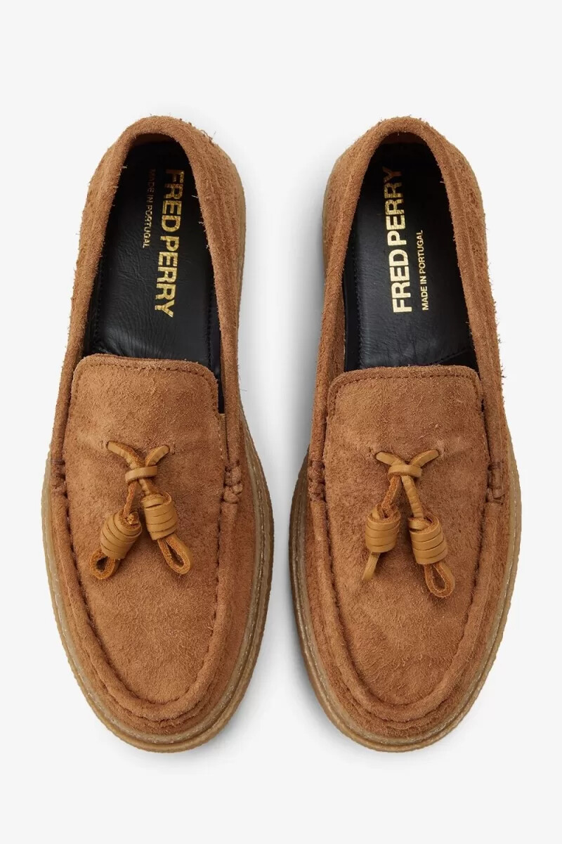 mocasines fred perry dawson con borlas para hombre color café oscuro