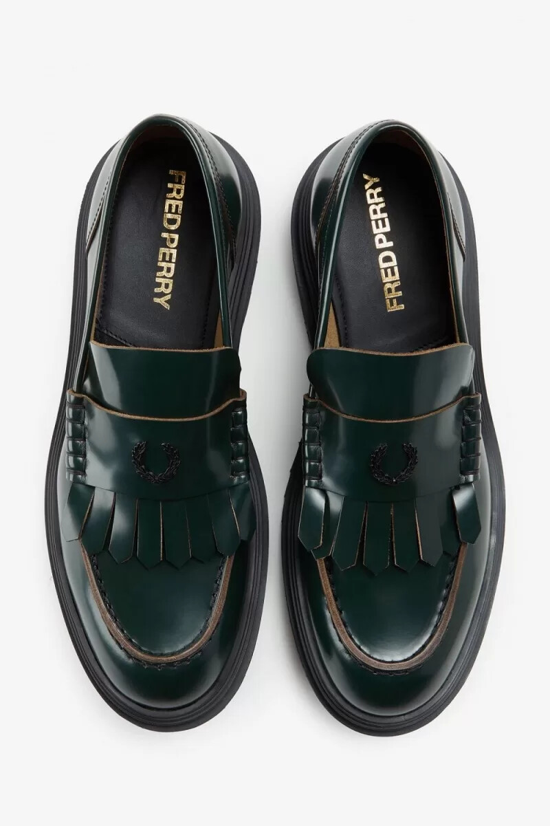 mocasines fred perry para mujer color verde noche
