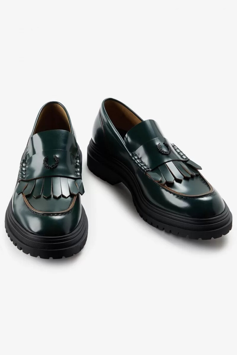 mocasines fred perry para mujer color verde noche