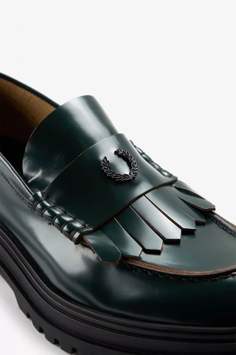 mocasines fred perry para mujer color verde noche