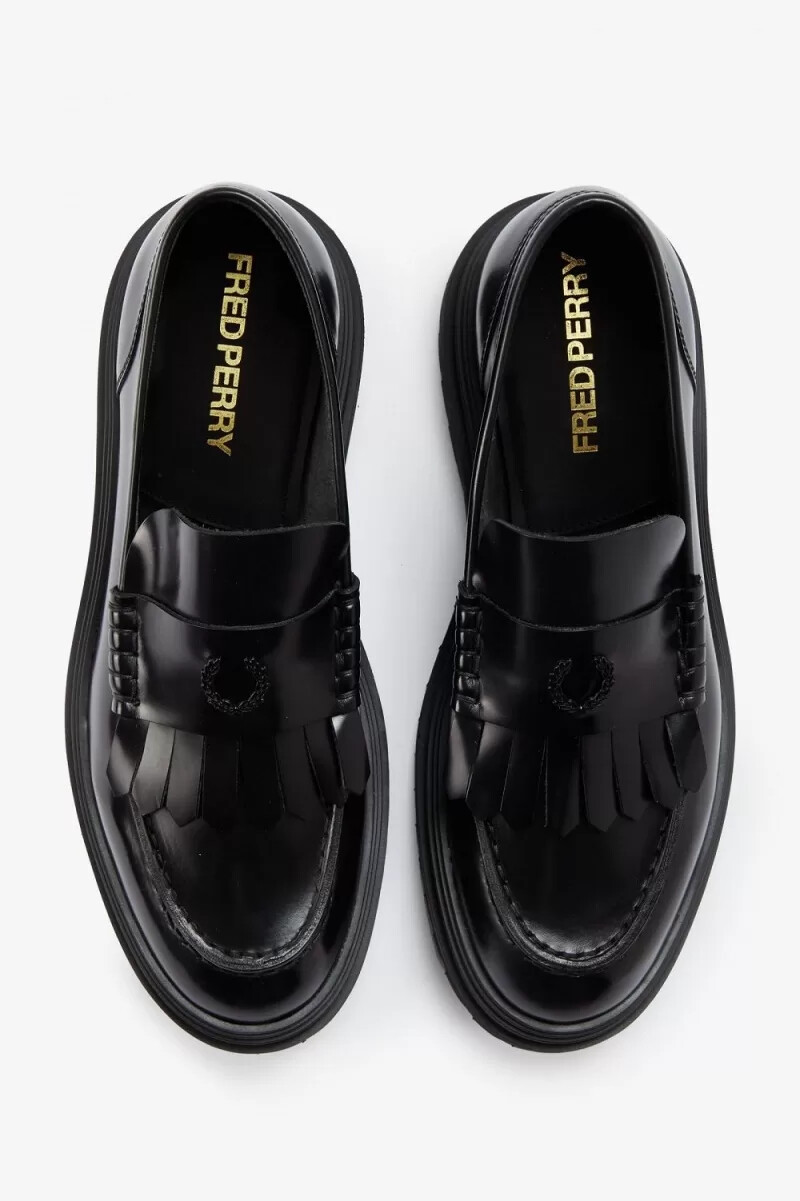 mocasines negros fred perry para mujer