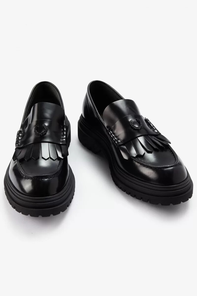 mocasines negros fred perry para mujer