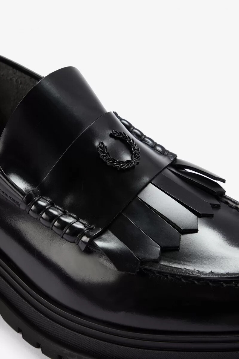 mocasines negros fred perry para mujer