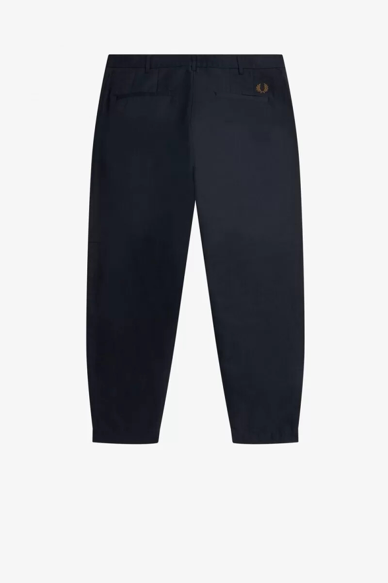 pantalones cortos de mezcla de lino fred perry para hombre azul marino