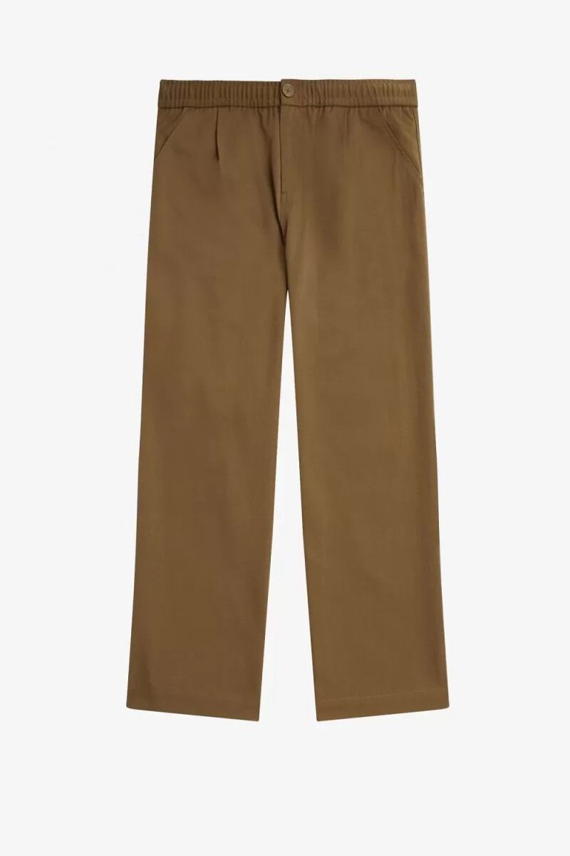 pantalones anchos con cordón ajustable fred perry para hombre color marrón