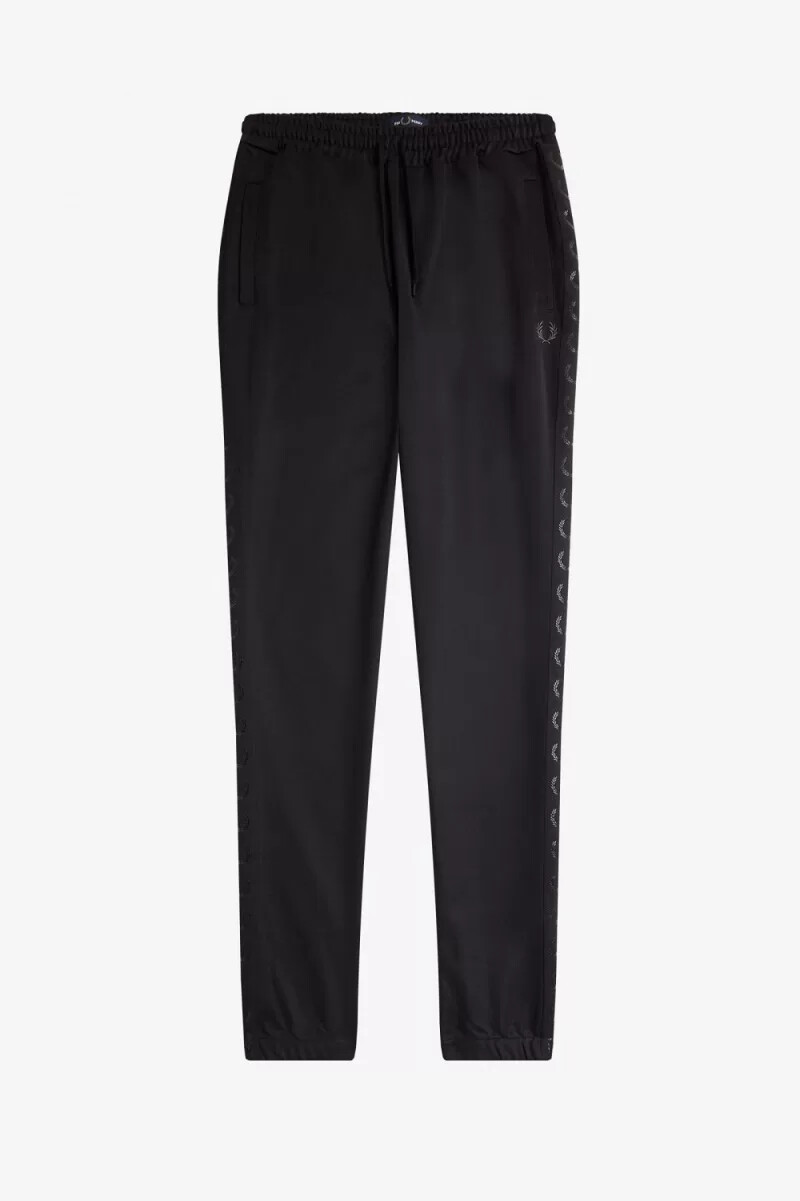 pantalones deportivos con cinta fred perry para hombre color negro