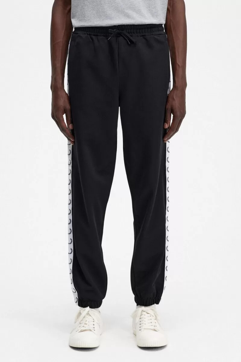 pantalones deportivos con cinta fred perry para hombre color negro