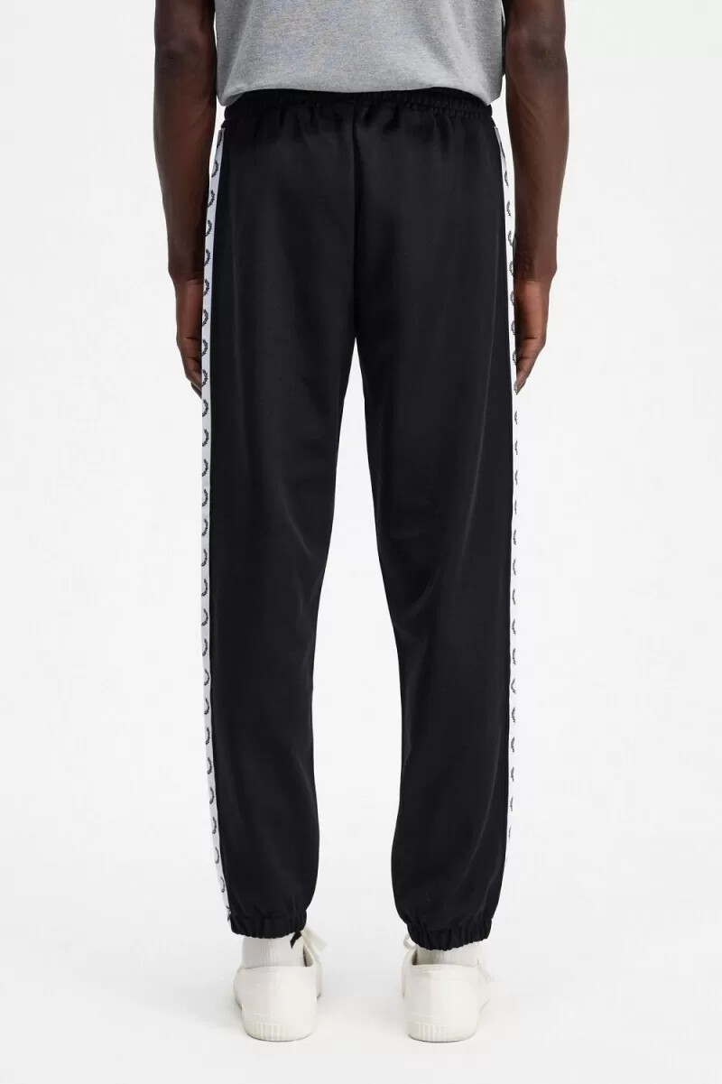 pantalones deportivos con cinta fred perry para hombre color negro