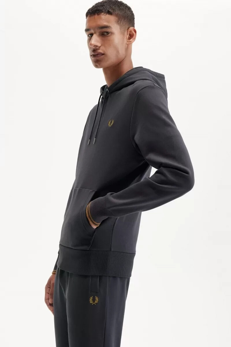 pantalones deportivos fred perry loopback para hombre color gris ancla y café oscuro