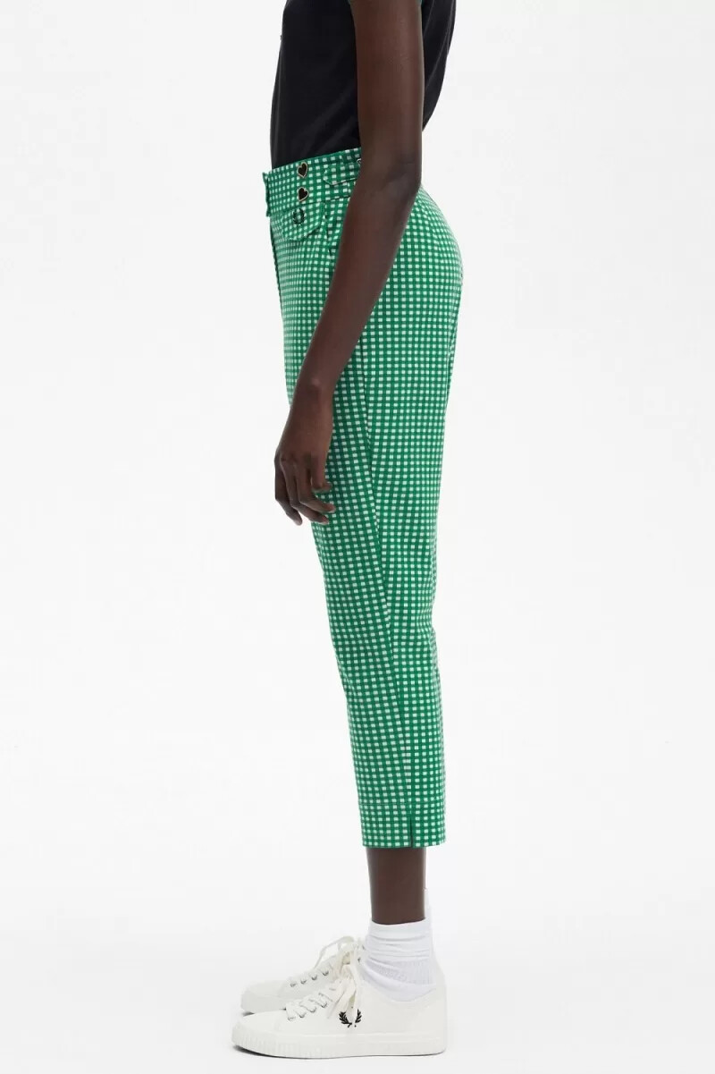 pantalones de cuadros vichy verdes para mujer de fred perry