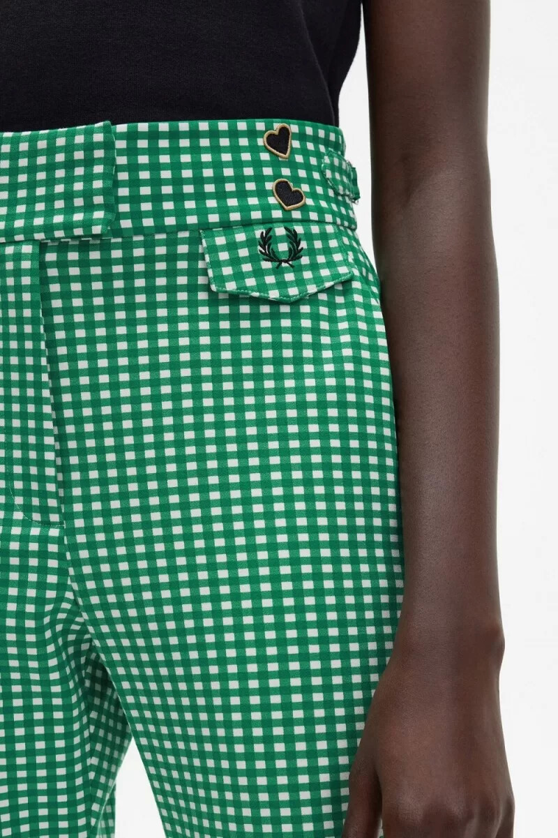 pantalones de cuadros vichy verdes para mujer de fred perry